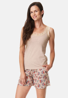 Piżama damska LNS092 na ramiączkach beżowy