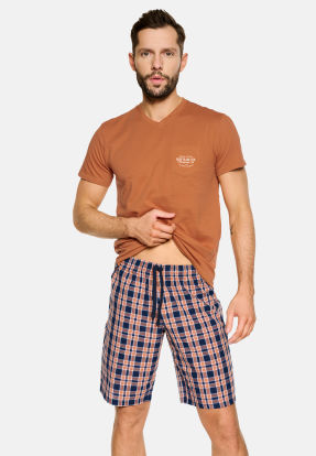Piżama męska krótki rękaw krótkie spodnie 39904 miedziany